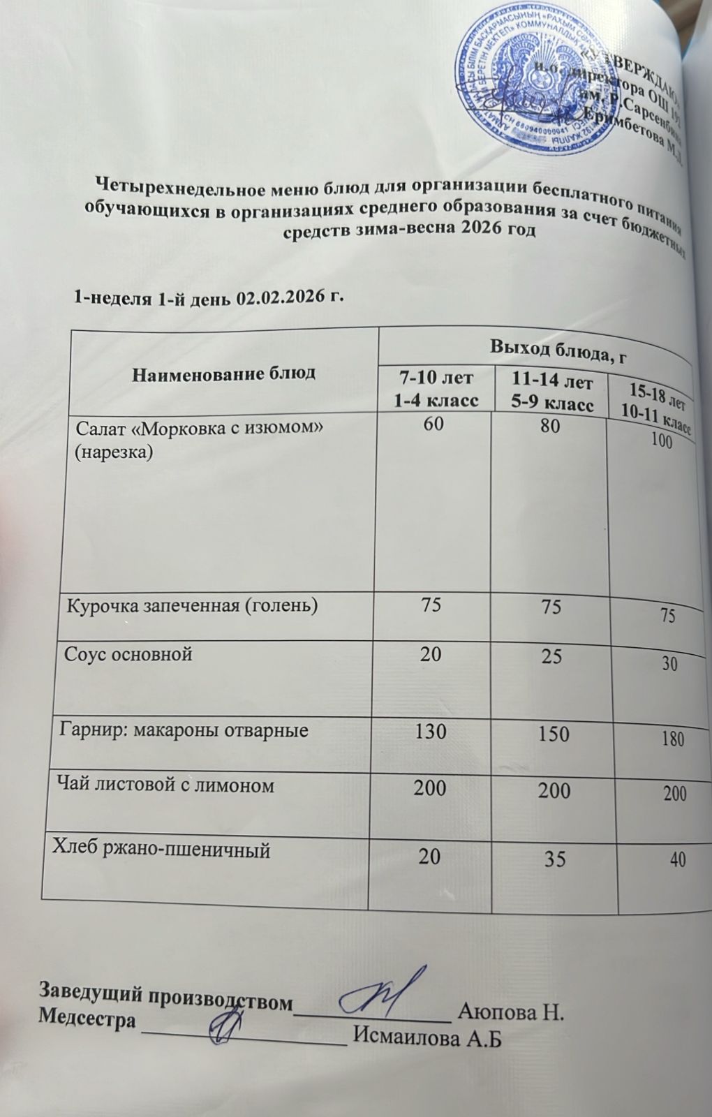 Ас мәзірі