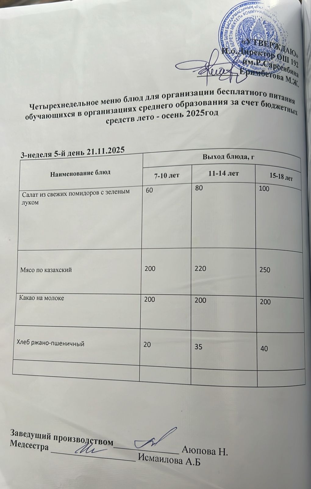 Ас мәзірі