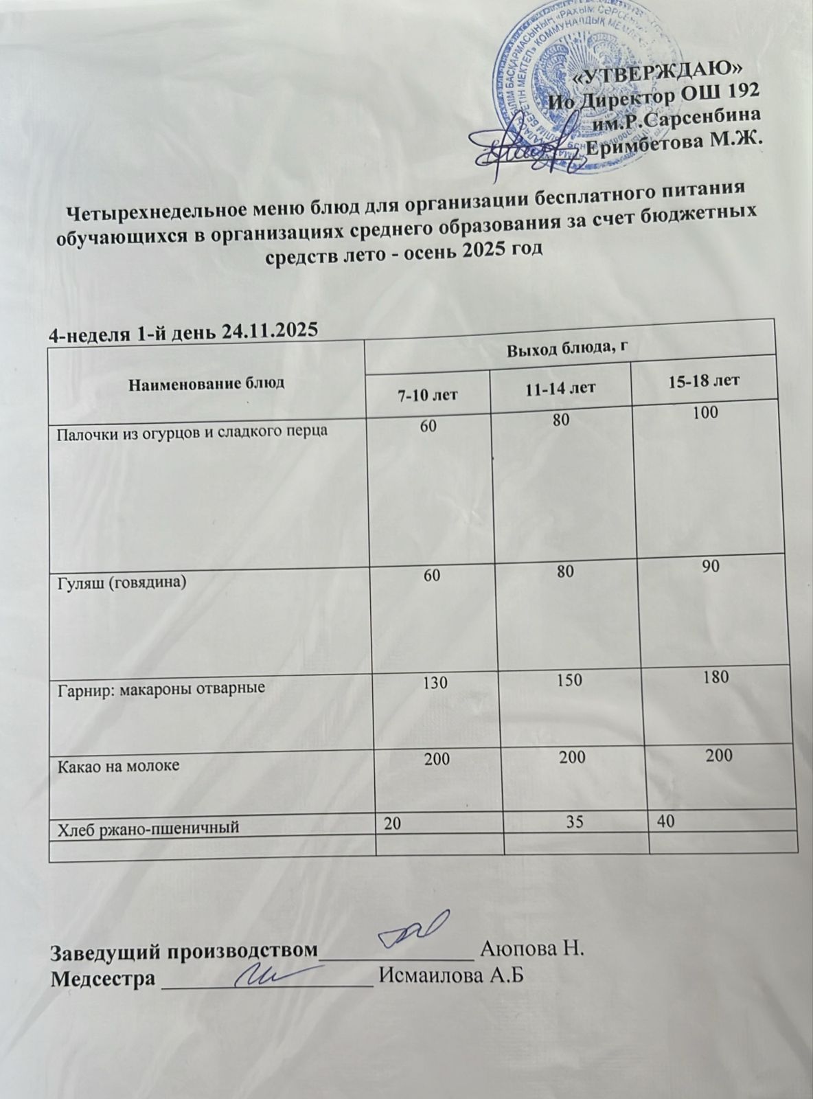 Ас мәзірі