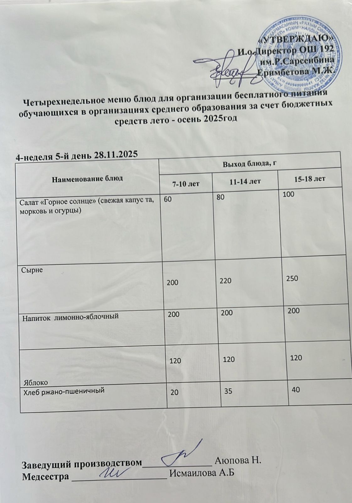 Ас мәзірі