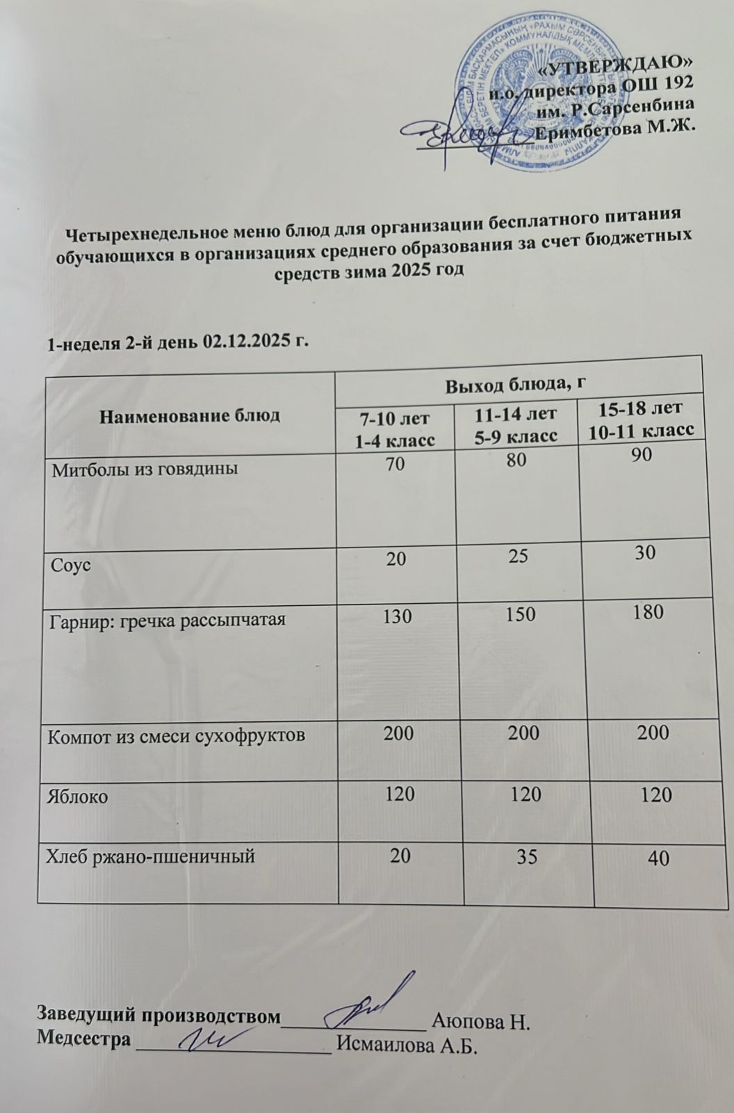Ас мәзірі
