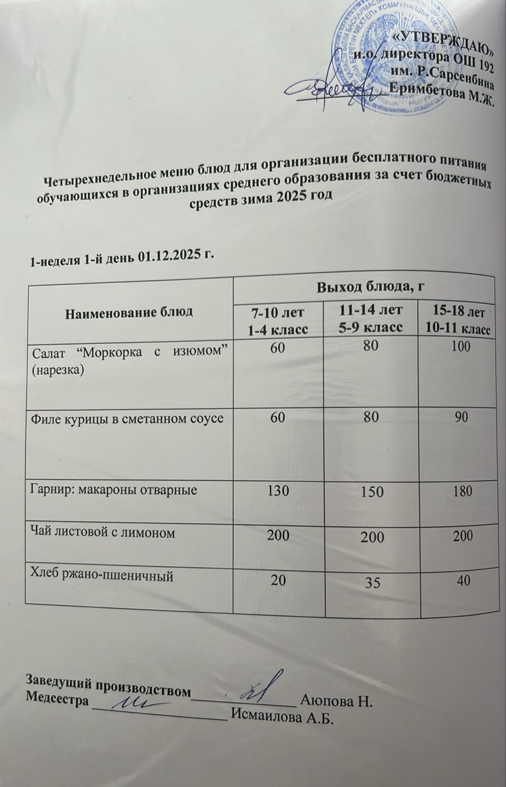 Ас мәзірі