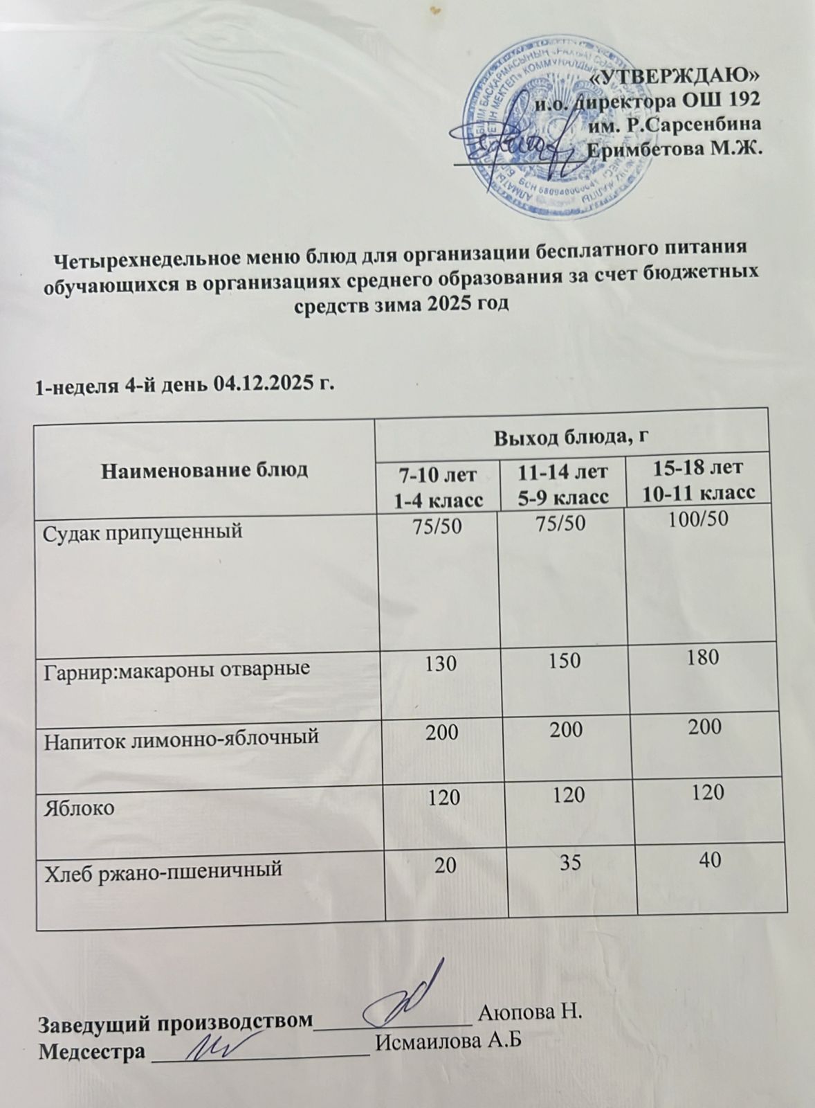 Ас мәзірі