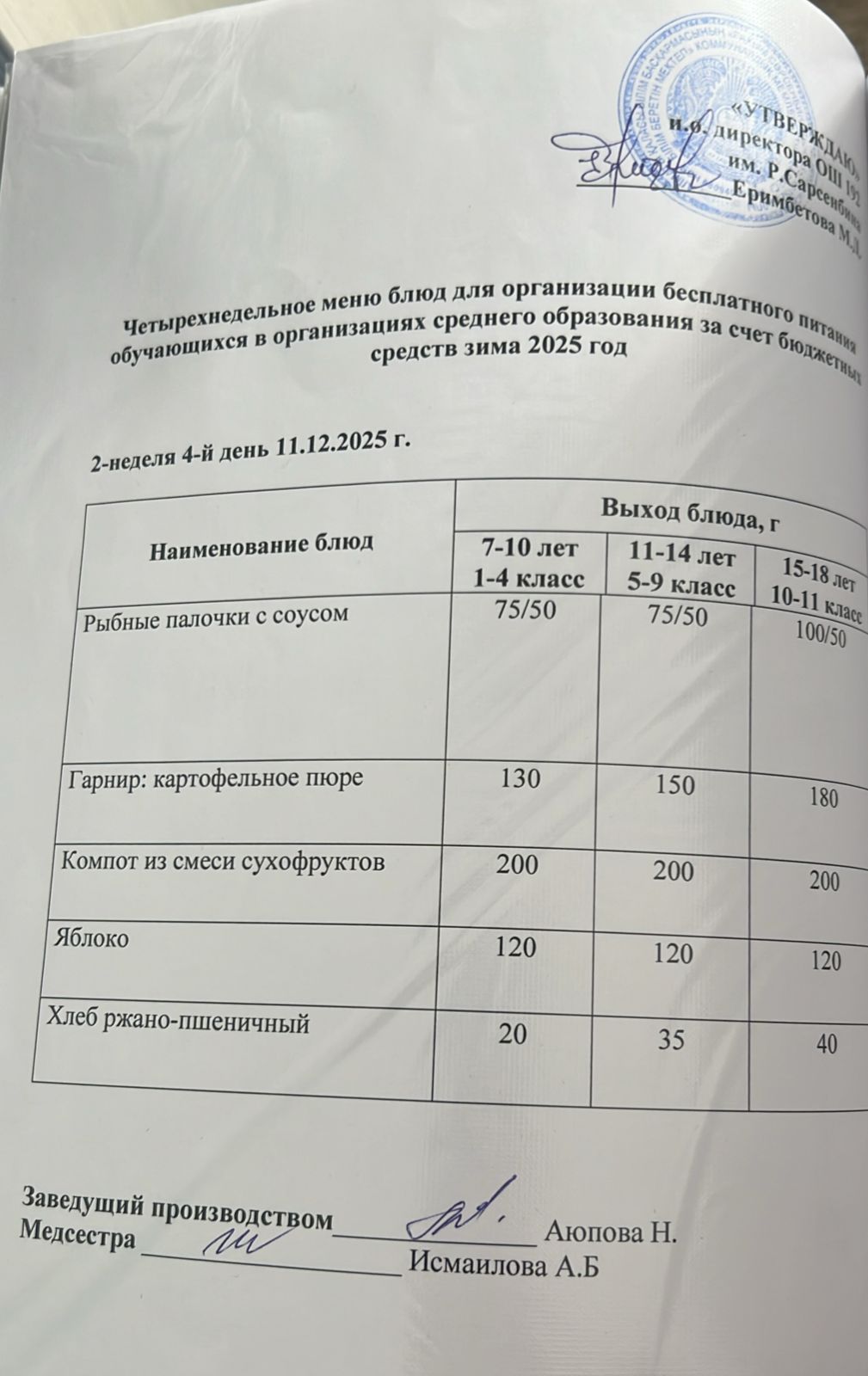 Ас мәзірі
