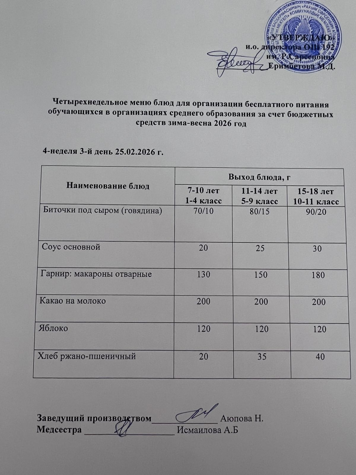 Ас мәзірі