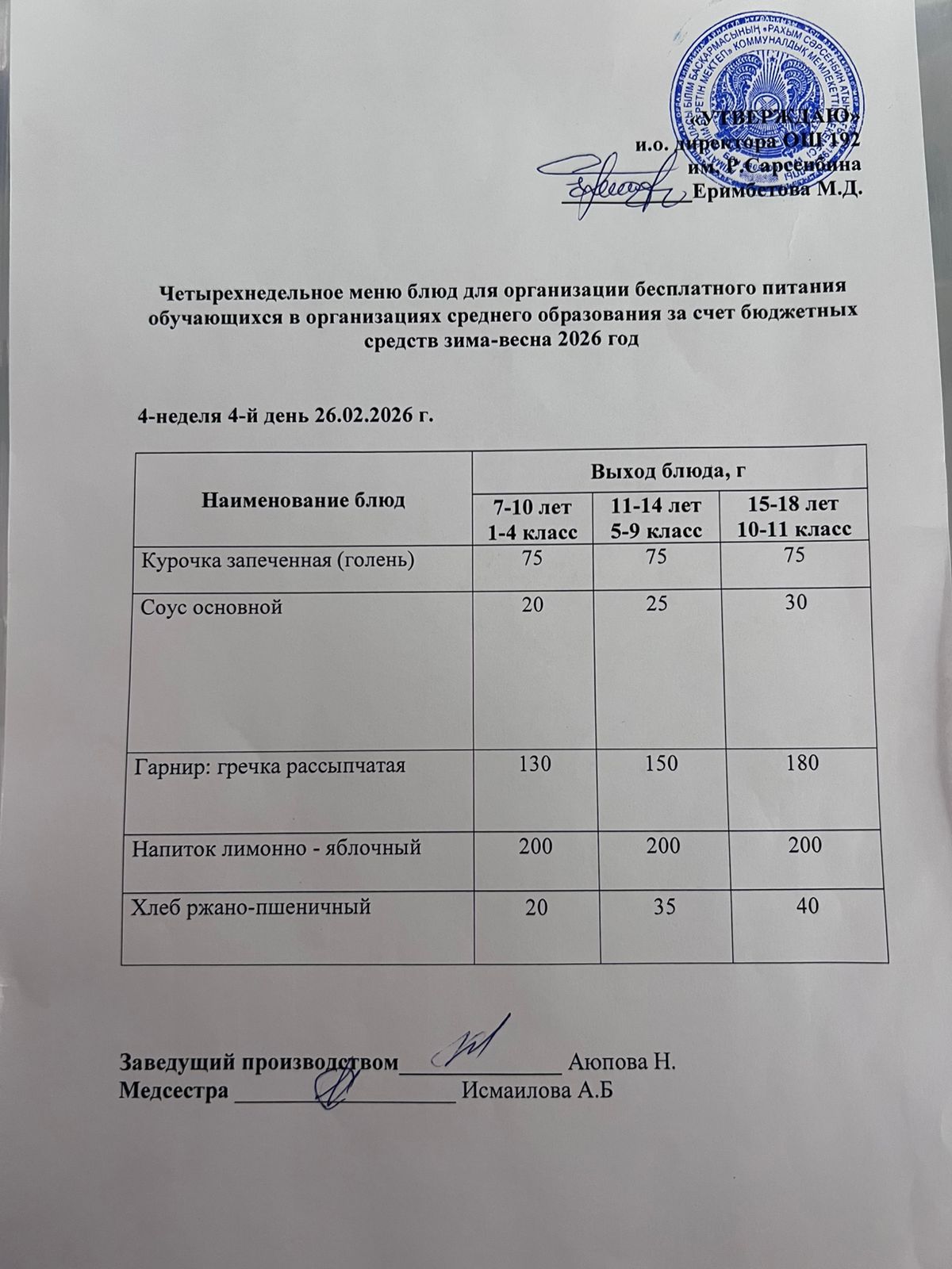 Ас мәзірі
