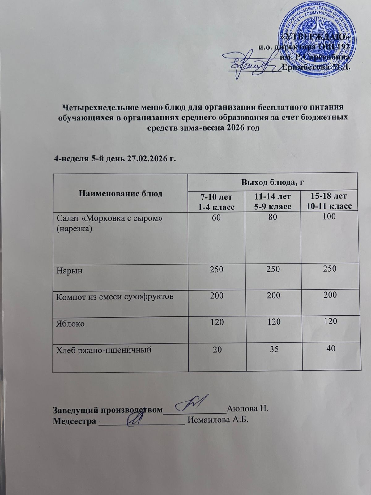 Ас мәзірі