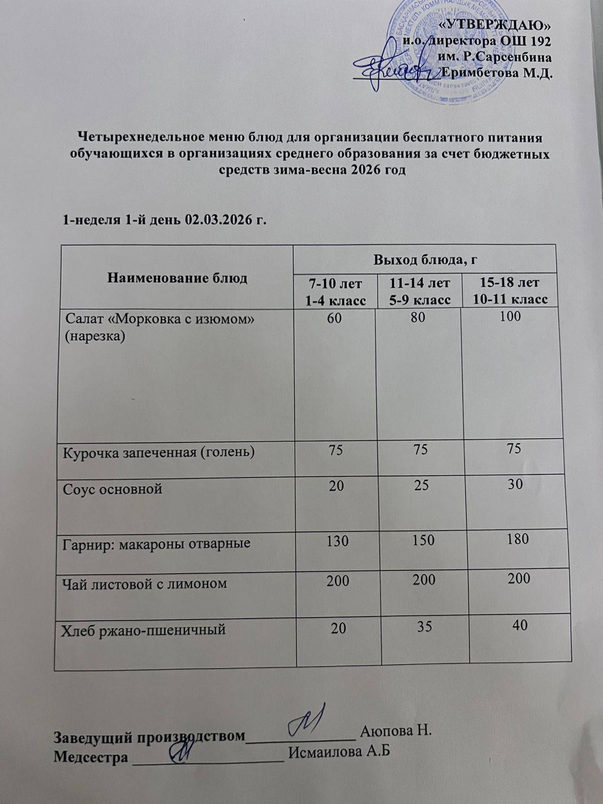 Ас мәзірі