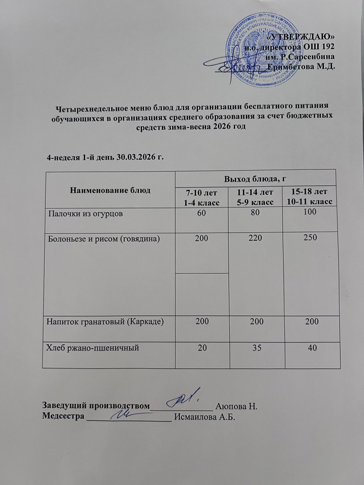 Ас мәзірі